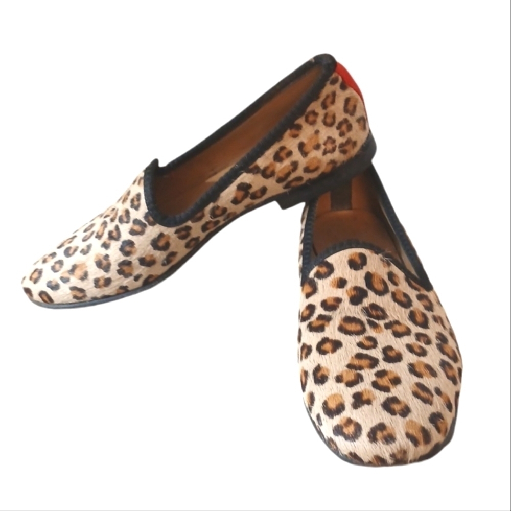 Del Toro Pony Hair Leopard Print Slip On Loafers Women's Flats size 7